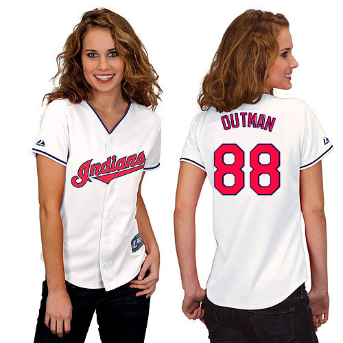 Josh Outman #88 mlb Jersey-Cleveland Indians Women's Authentic Home White Cool Base Baseball Jersey